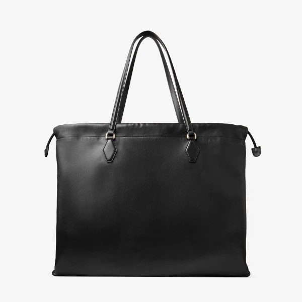 Black and Light Gold Jimmy Choo Drawstring Tote Large, view 6 | Totes & Top-Handle Bags