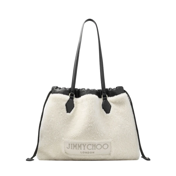 Beige Jimmy Choo Drawstring Tote Medium | Totes & Top-Handle Bags
