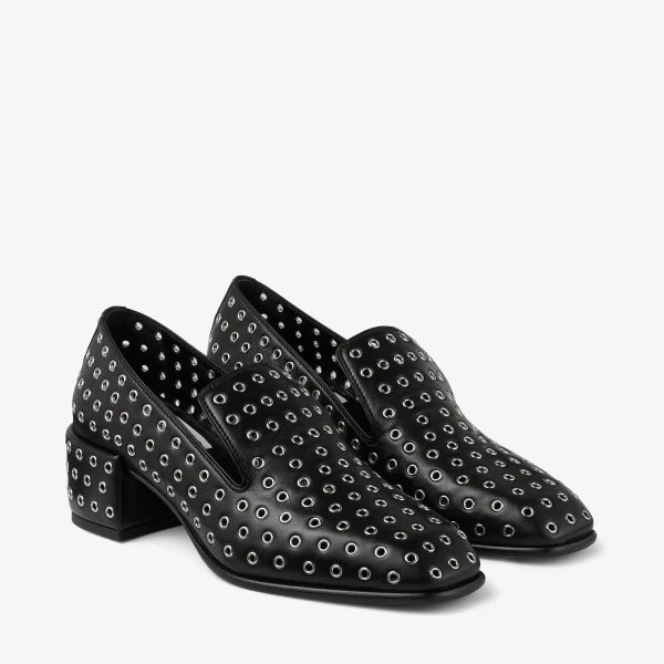 Black and Silver Jimmy Choo Eliot Slipper 45, view 2 | Flats