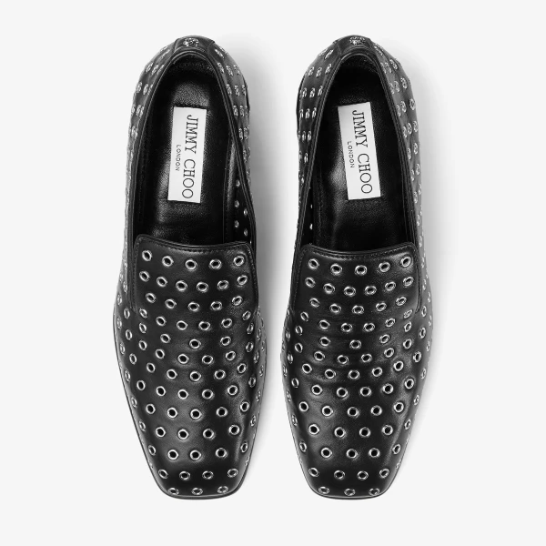 Black and Silver Jimmy Choo Eliot Slipper 45, view 4 | Flats