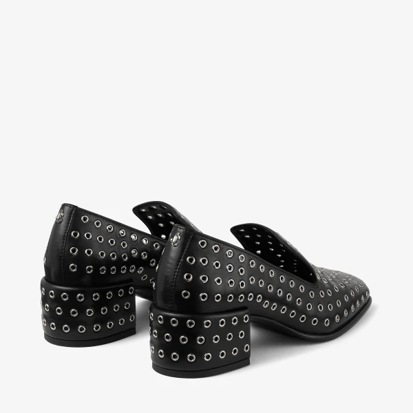 Black and Silver Jimmy Choo Eliot Slipper 45, view 5 | Flats