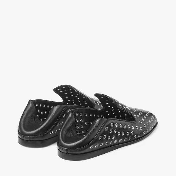 Black and Silver Jimmy Choo Eliot Slipper, view 4 | Flats
