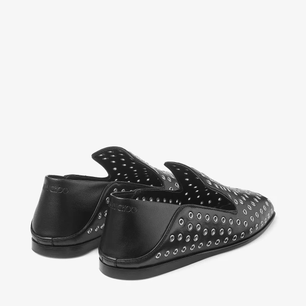Black and Silver Jimmy Choo Eliot Slipper, view 6 | Flats