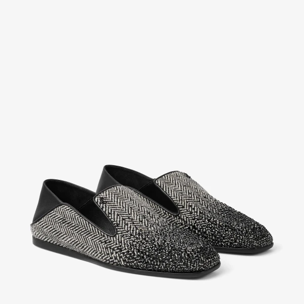 Grey and Black Mix Jimmy Choo Eliot Slipper, view 3 | Flats
