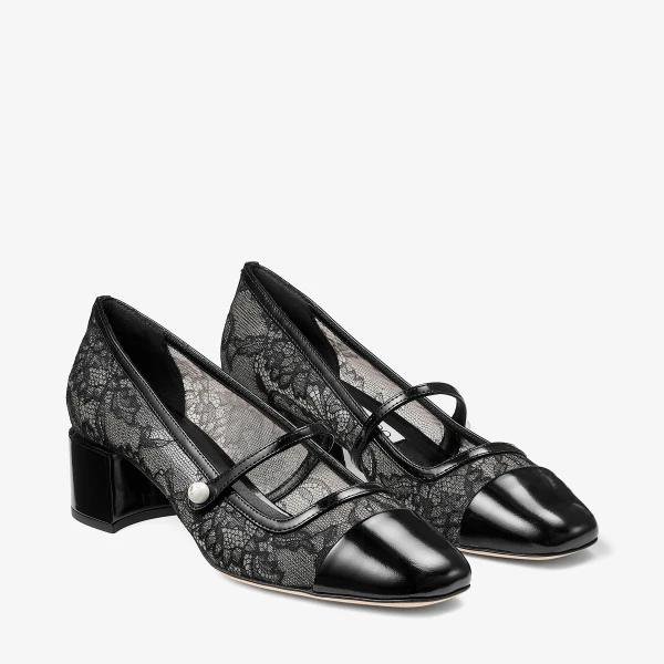 Black Jimmy Choo Elisa 45 Pumps, view 3 | Heels