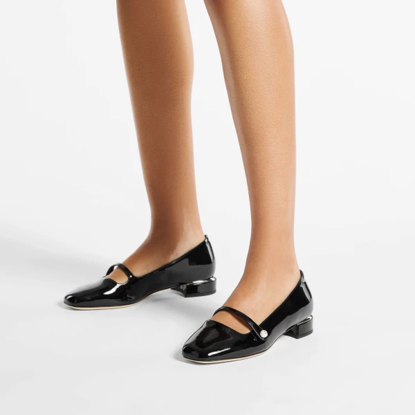 Black Jimmy Choo Elisa Ballerina Pumps, view 2 | Flats