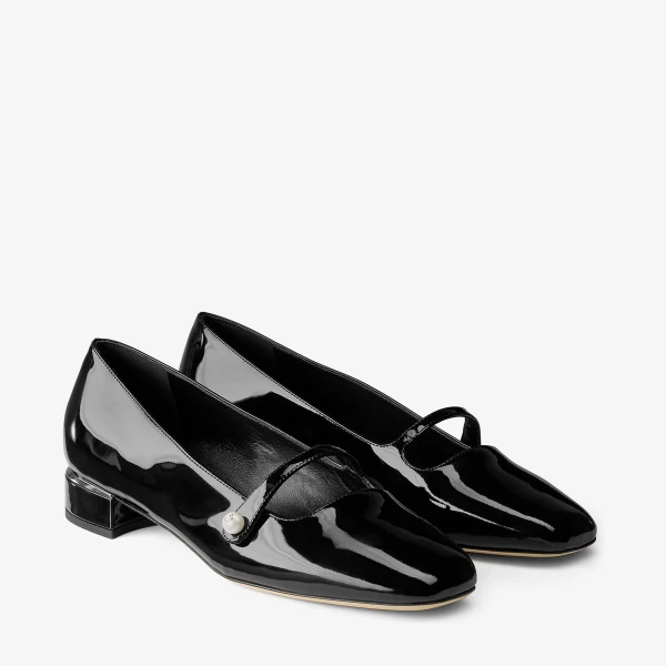 Black Jimmy Choo Elisa Ballerina Pumps, view 3 | Flats