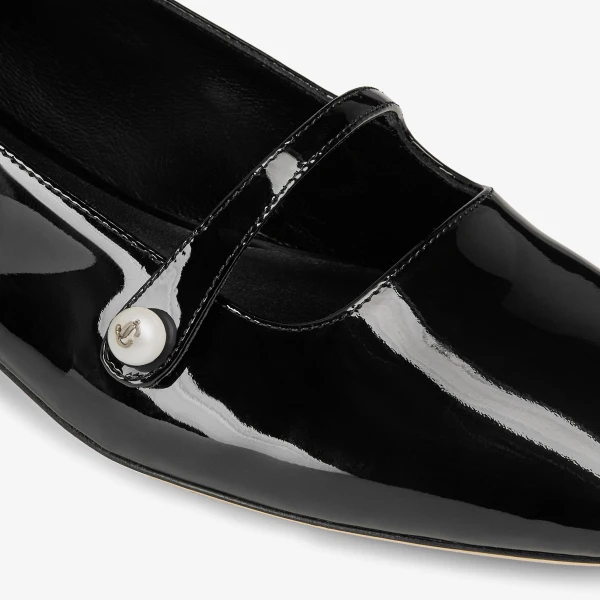 Black Jimmy Choo Elisa Ballerina Pumps, view 4 | Flats