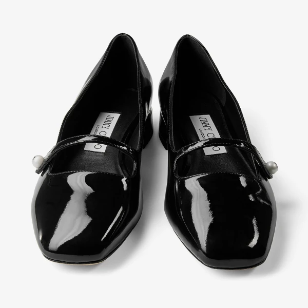 Black Jimmy Choo Elisa Ballerina Pumps, view 6 | Flats