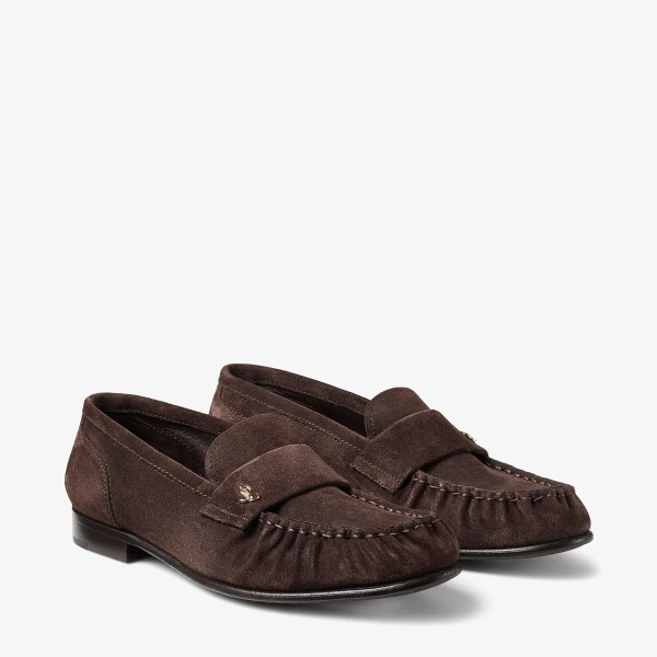 Chocolate Jimmy Choo Ellis Loafer, view 3 | Loafers