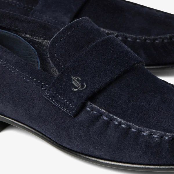 Marine Jimmy Choo Ellis Loafer, view 4 | Loafers