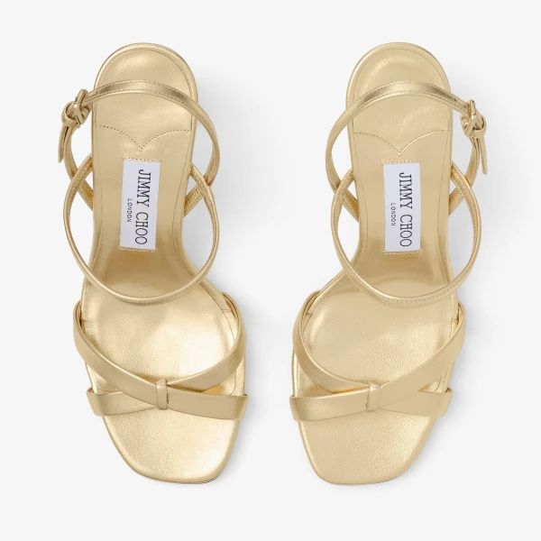 Gold Jimmy Choo Elsy Block Heel 85 Sandals, view 5 | Sandals
