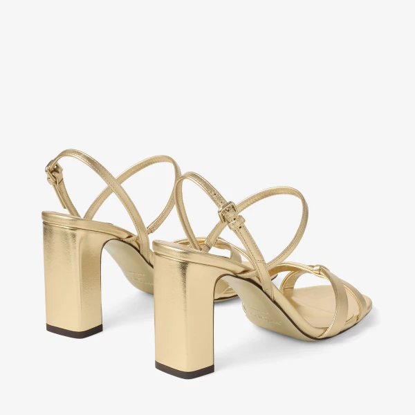 Gold Jimmy Choo Elsy Block Heel 85 Sandals, view 6 | Sandals