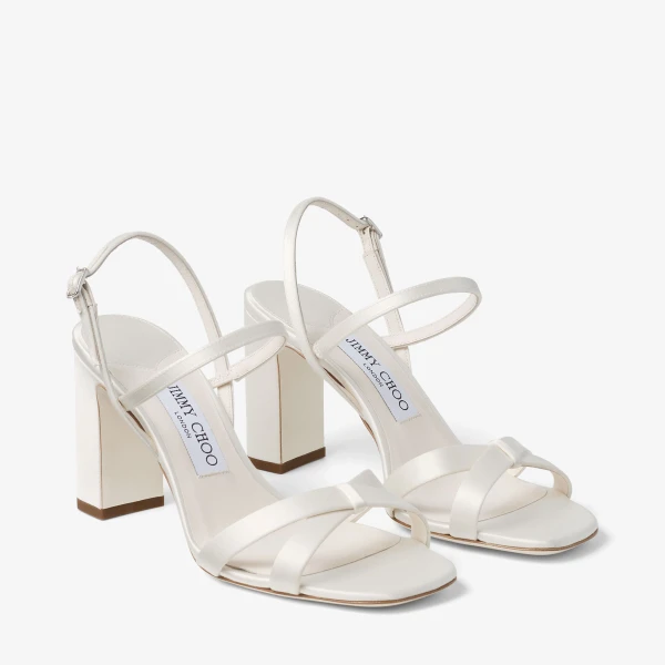 Ivory Jimmy Choo Elsy Block Heel 85 Sandals, view 3 | Sandals