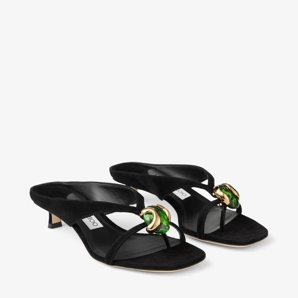 Black and Clover Jimmy Choo Emeri Stone 35 Sandals, view 3 | Sandals