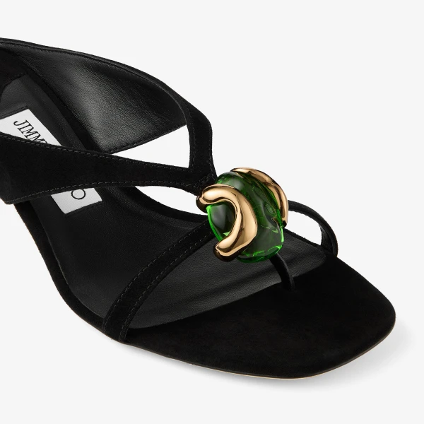 Black and Clover Jimmy Choo Emeri Stone 35 Sandals, view 4 | Sandals