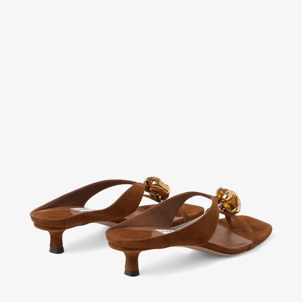 Tan and Amber Jimmy Choo Emeri Stone 35 Sandals, view 6 | Sandals