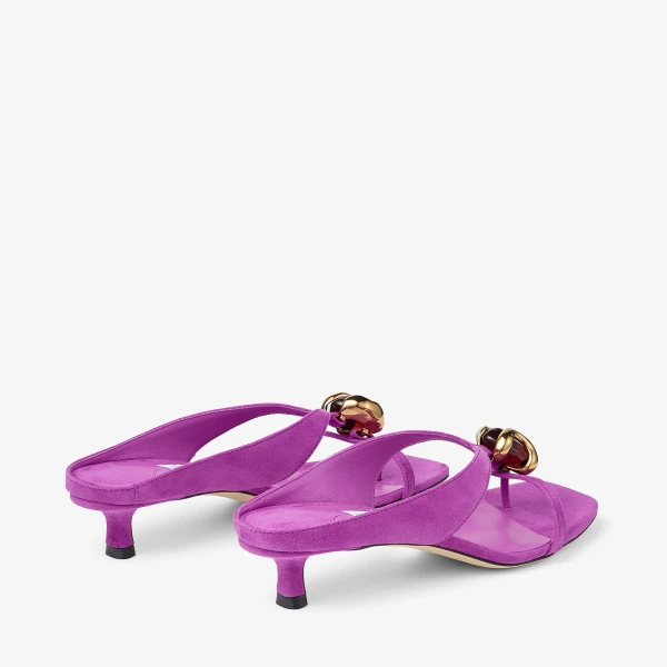 Violet Orchid and Dark Amber Jimmy Choo Emeri Stone 35 Sandals, view 6 | Sandals