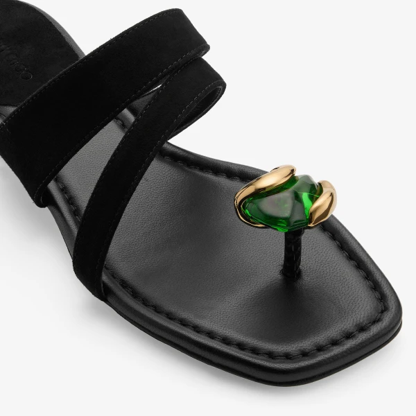 Black and Clover Jimmy Choo Emeri Stone Flat, view 4 | Sandals