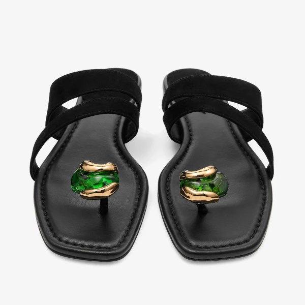 Black and Clover Jimmy Choo Emeri Stone Flat, view 5 | Sandals