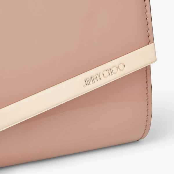 Ballet Pink and Light Gold Jimmy Choo Emmie Clutch Bag, view 3 | Clutch Bags