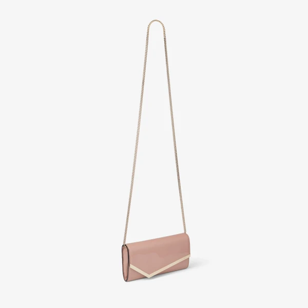 Ballet Pink and Light Gold Jimmy Choo Emmie Clutch Bag, view 5 | Clutch Bags