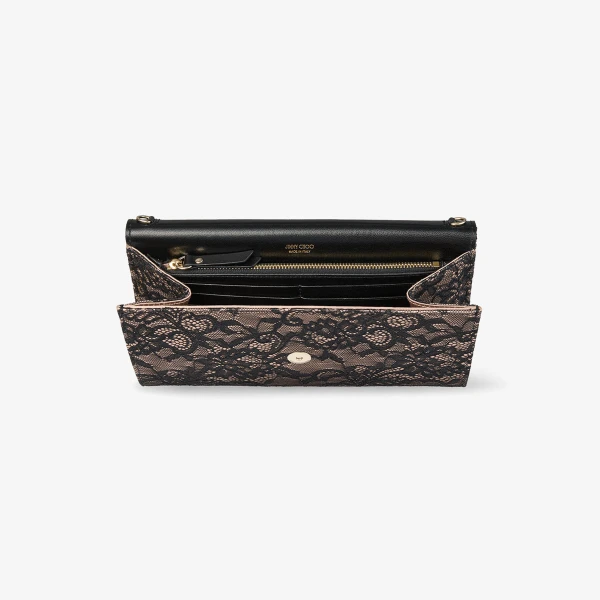 Black, Ballet Pink and Light Gold Jimmy Choo Emmie Clutch Bag, view 4 | Clutch Bags