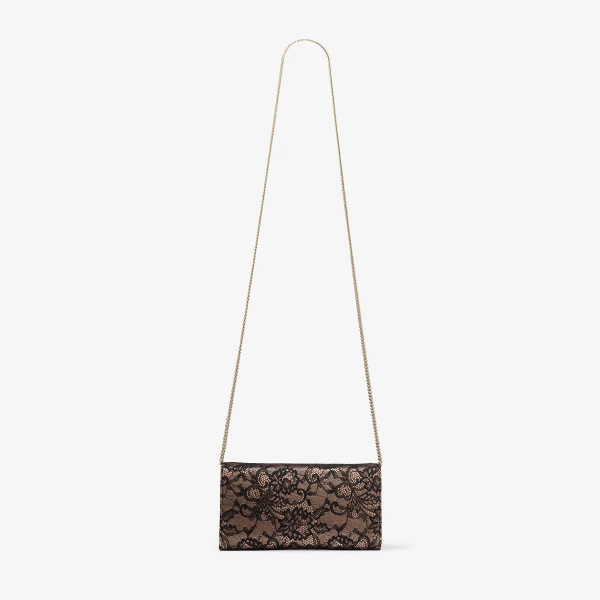 Black, Ballet Pink and Light Gold Jimmy Choo Emmie Clutch Bag, view 5 | Clutch Bags