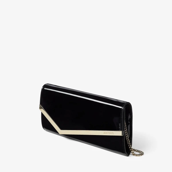 Black and Light Gold Jimmy Choo Emmie Clutch Bag, view 2 | Clutch Bags