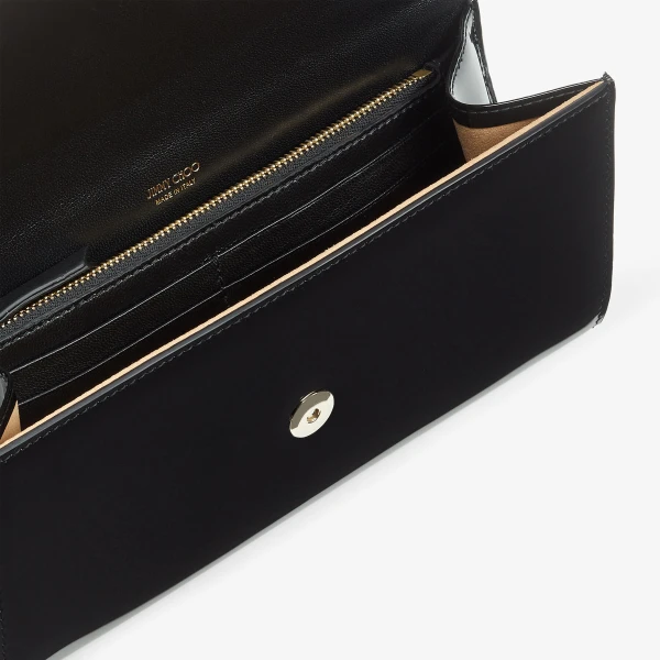 Black and Light Gold Jimmy Choo Emmie Clutch Bag, view 4 | Clutch Bags