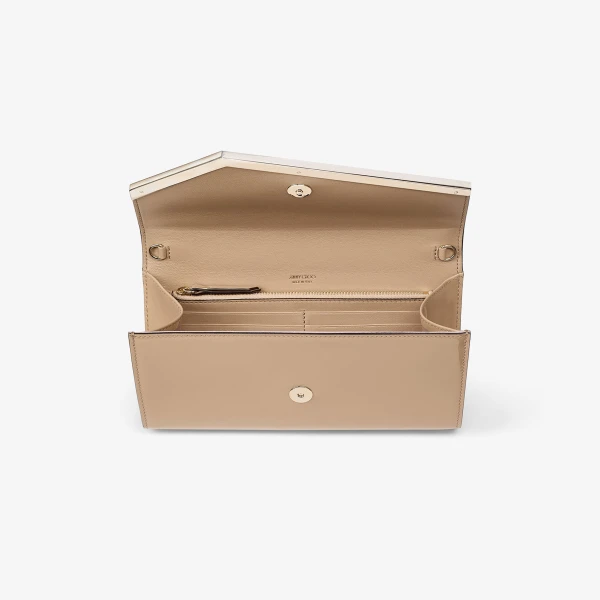 Chai and Light Gold Jimmy Choo Emmie Clutch Bag, view 5 | Clutch Bags