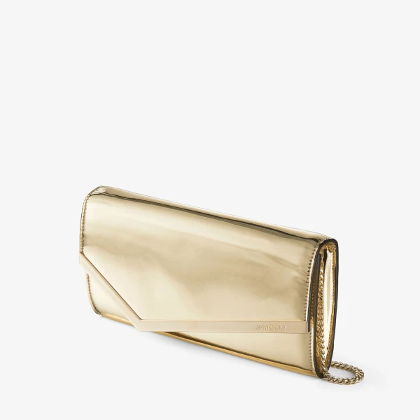 Gold Jimmy Choo Emmie Clutch Bag, view 2 | Clutch Bags