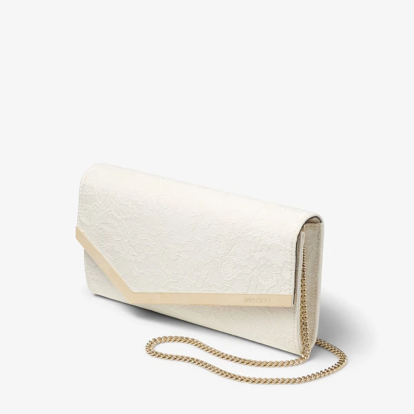 Ivory and Light Gold Jimmy Choo Emmie Clutch Bag, view 2 | Clutch Bags