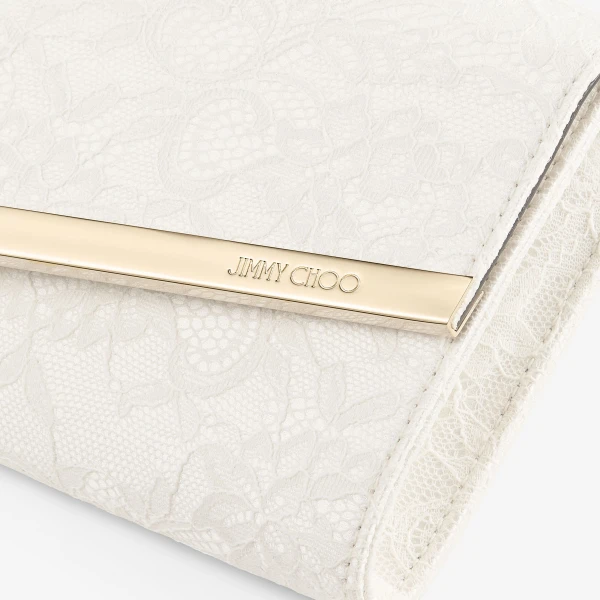 Ivory and Light Gold Jimmy Choo Emmie Clutch Bag, view 3 | Clutch Bags