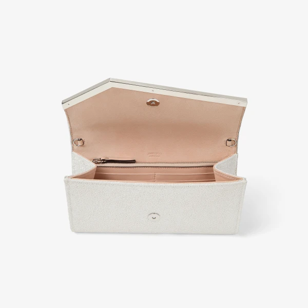 Ivory and Silver Jimmy Choo Emmie Clutch Bag, view 5 | Clutch Bags