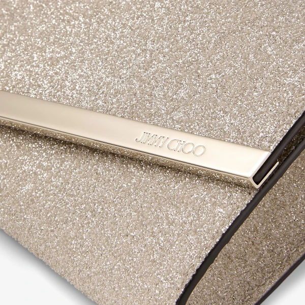 Light Soft Gold and Light Gold Jimmy Choo Emmie Clutch Bag, view 4 | Clutch Bags