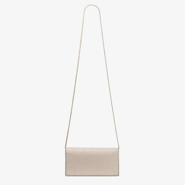 Light Soft Gold and Light Gold Jimmy Choo Emmie Clutch Bag, view 6 | Clutch Bags
