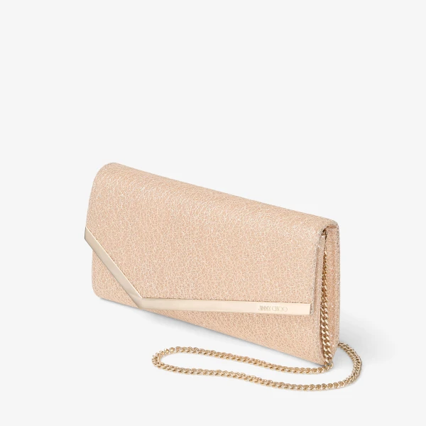 Macaron and Light Gold Jimmy Choo Emmie Clutch Bag, view 3 | Clutch Bags