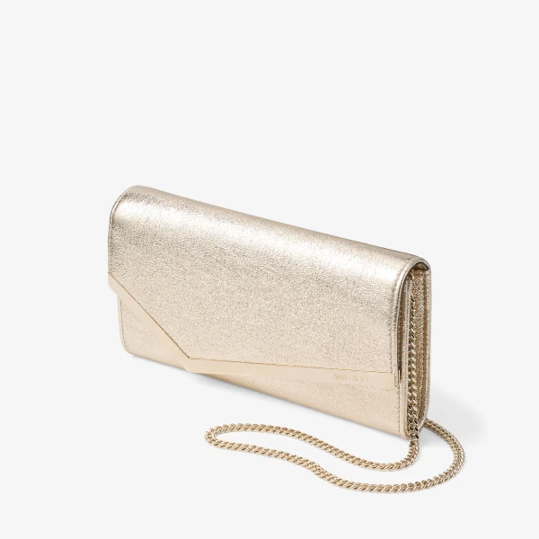 Platinum Ice and Light Gold Jimmy Choo Emmie Clutch Bag, view 3 | Clutch Bags