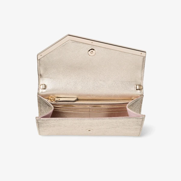 Platinum Ice and Light Gold Jimmy Choo Emmie Clutch Bag, view 4 | Clutch Bags