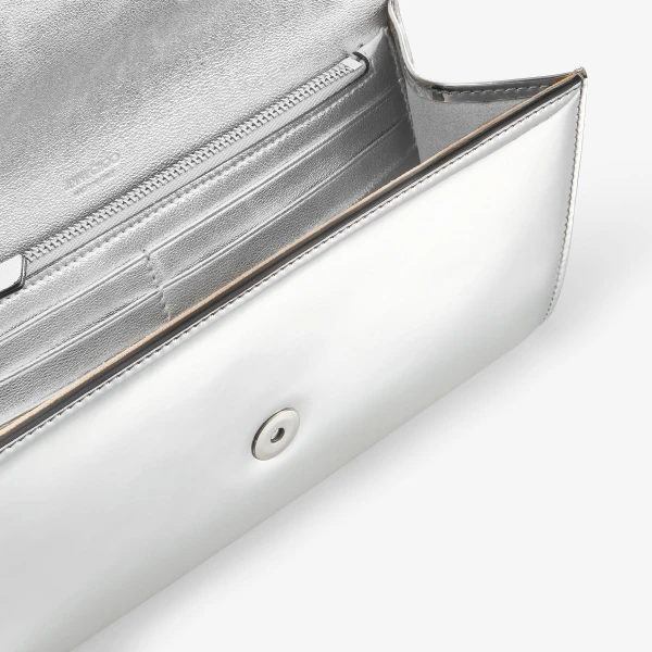 Silver Jimmy Choo Emmie Clutch Bag, view 4 | Clutch Bags