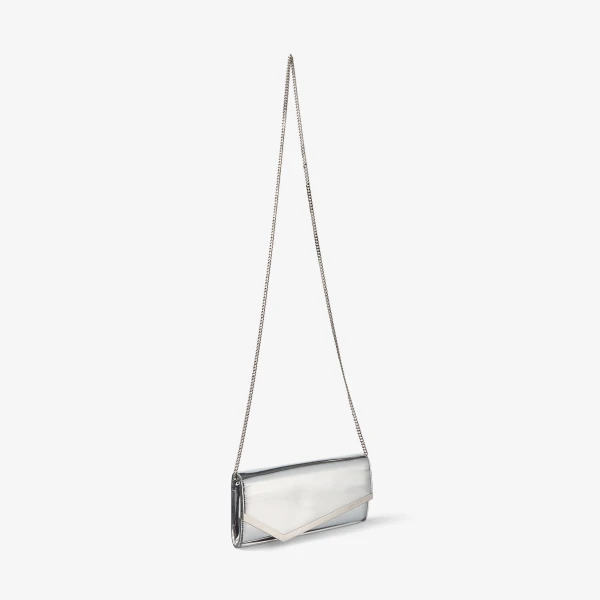 Silver Jimmy Choo Emmie Clutch Bag, view 5 | Clutch Bags