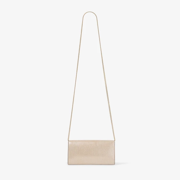 Soft Gold and Light Gold Jimmy Choo Emmie Clutch, view 5 | Clutch Bags