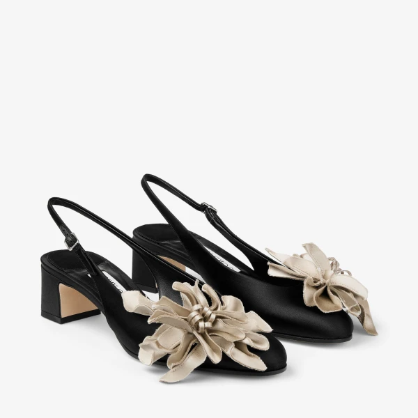 Black and Ecru Jimmy Choo Eyla Slingback 45, view 3 | Heels