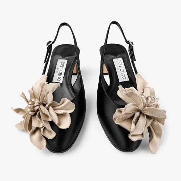 Black and Ecru Jimmy Choo Eyla Slingback 45, view 5 | Heels