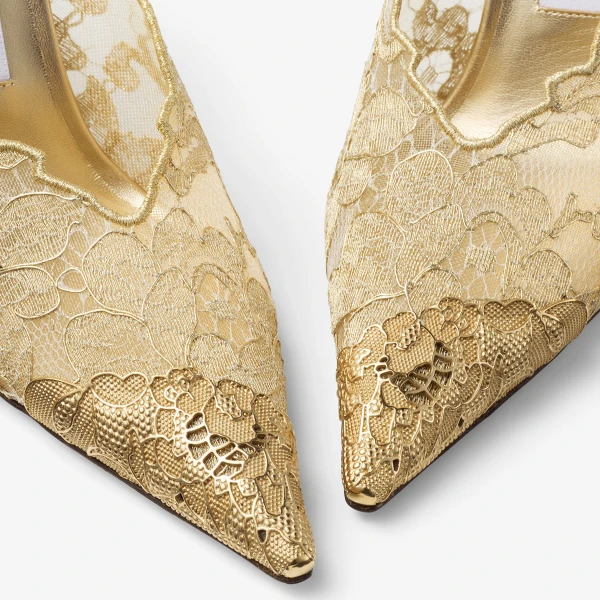 Gold and Vintage Gold Jimmy Choo Faiz 100 Pumps, view 3 | Heels