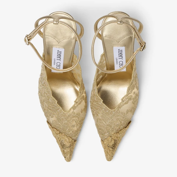 Gold and Vintage Gold Jimmy Choo Faiz 100 Pumps, view 4 | Heels