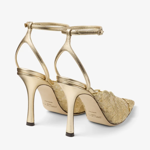 Gold and Vintage Gold Jimmy Choo Faiz 100 Pumps, view 5 | Heels
