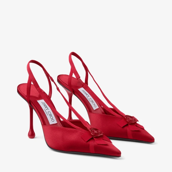 Ruby Red Jimmy Choo Faya 95 Slingbacks, view 3 | Heels