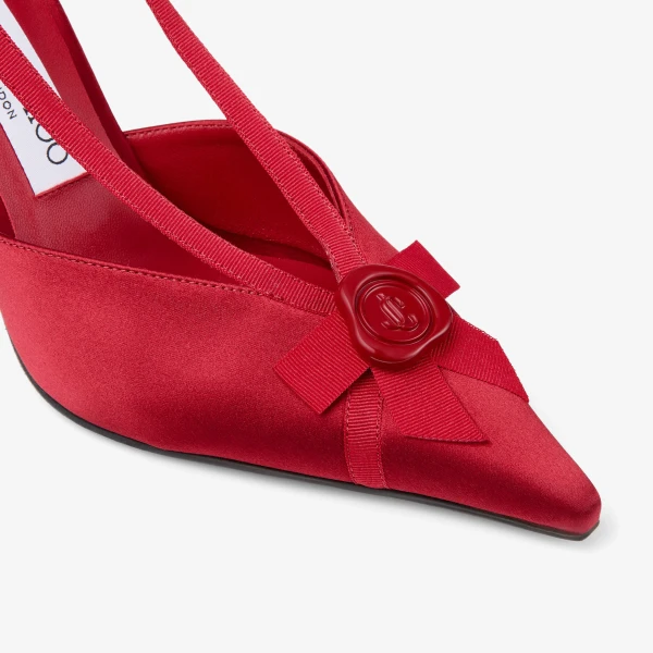 Ruby Red Jimmy Choo Faya 95 Slingbacks, view 4 | Heels